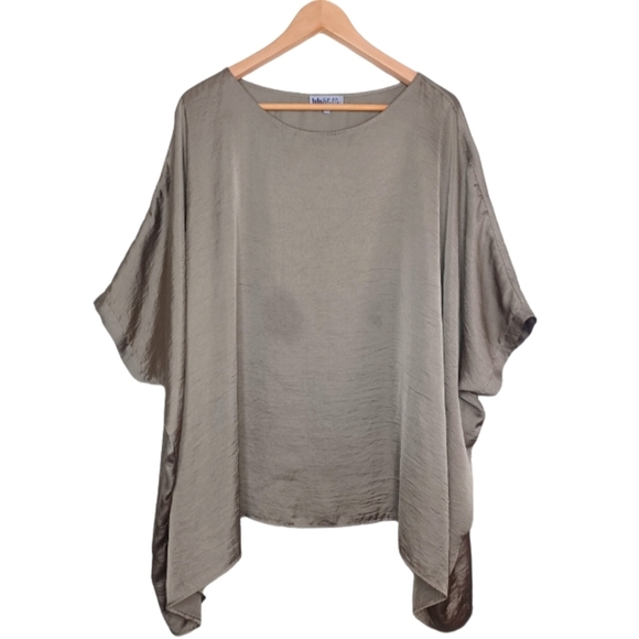 Tutu & Lilli Satin Lagenlook Olive Green Tunic Blouse - Picture 1 of 15